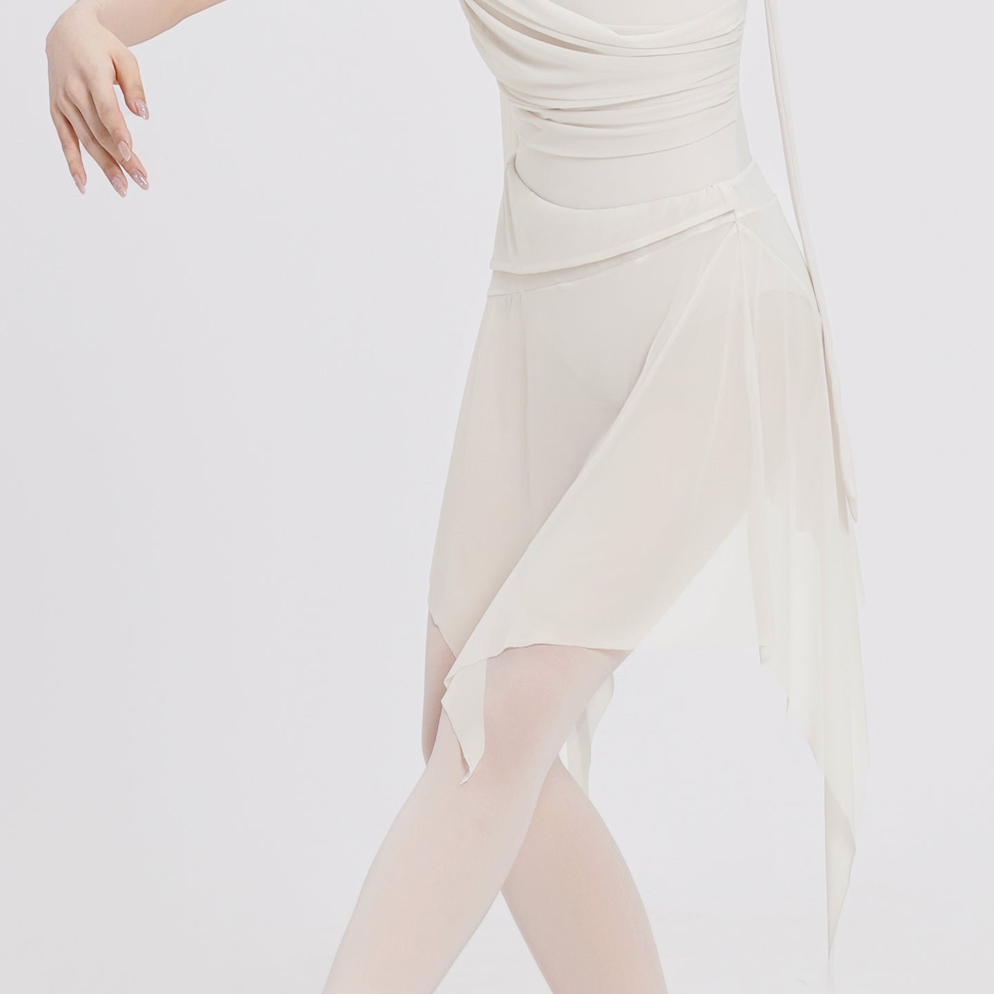 Asymmetrical Tulle Midi Skirt