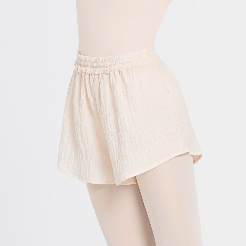 Textured Fabric Lace Trim Dance Shorts