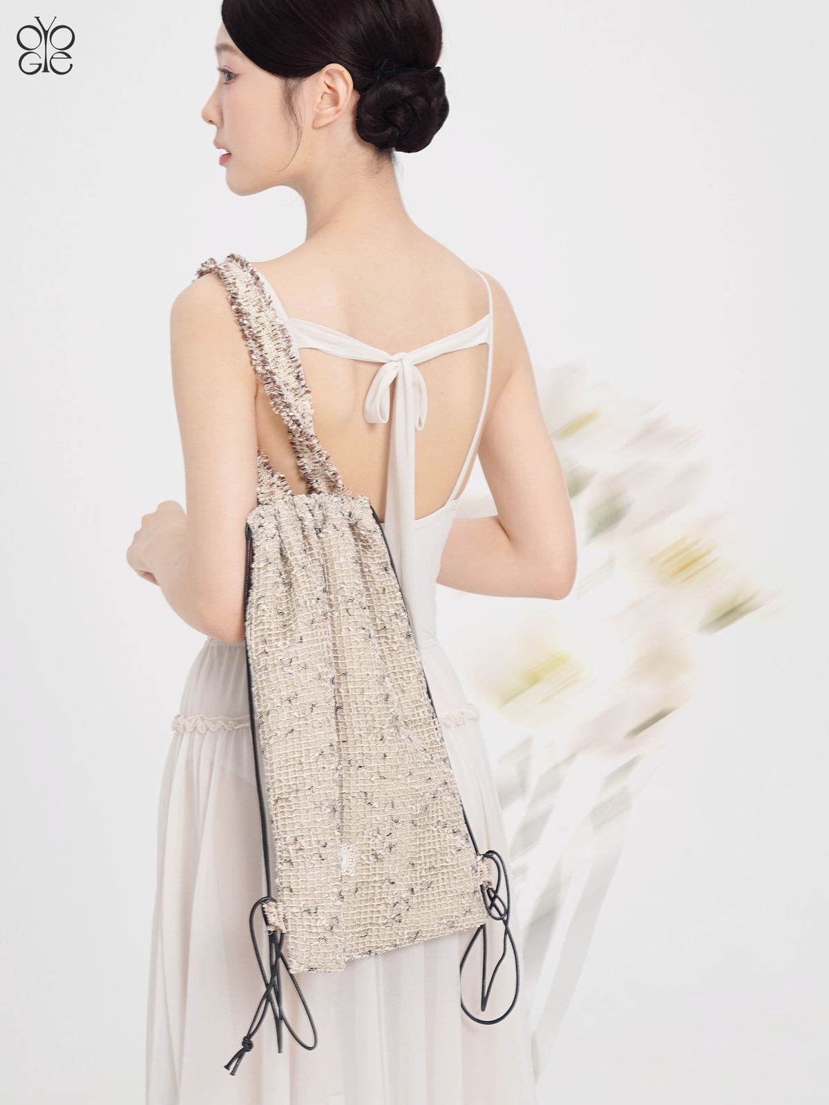 Lace Trim Mesh Panel Crossbody Dance Satchel