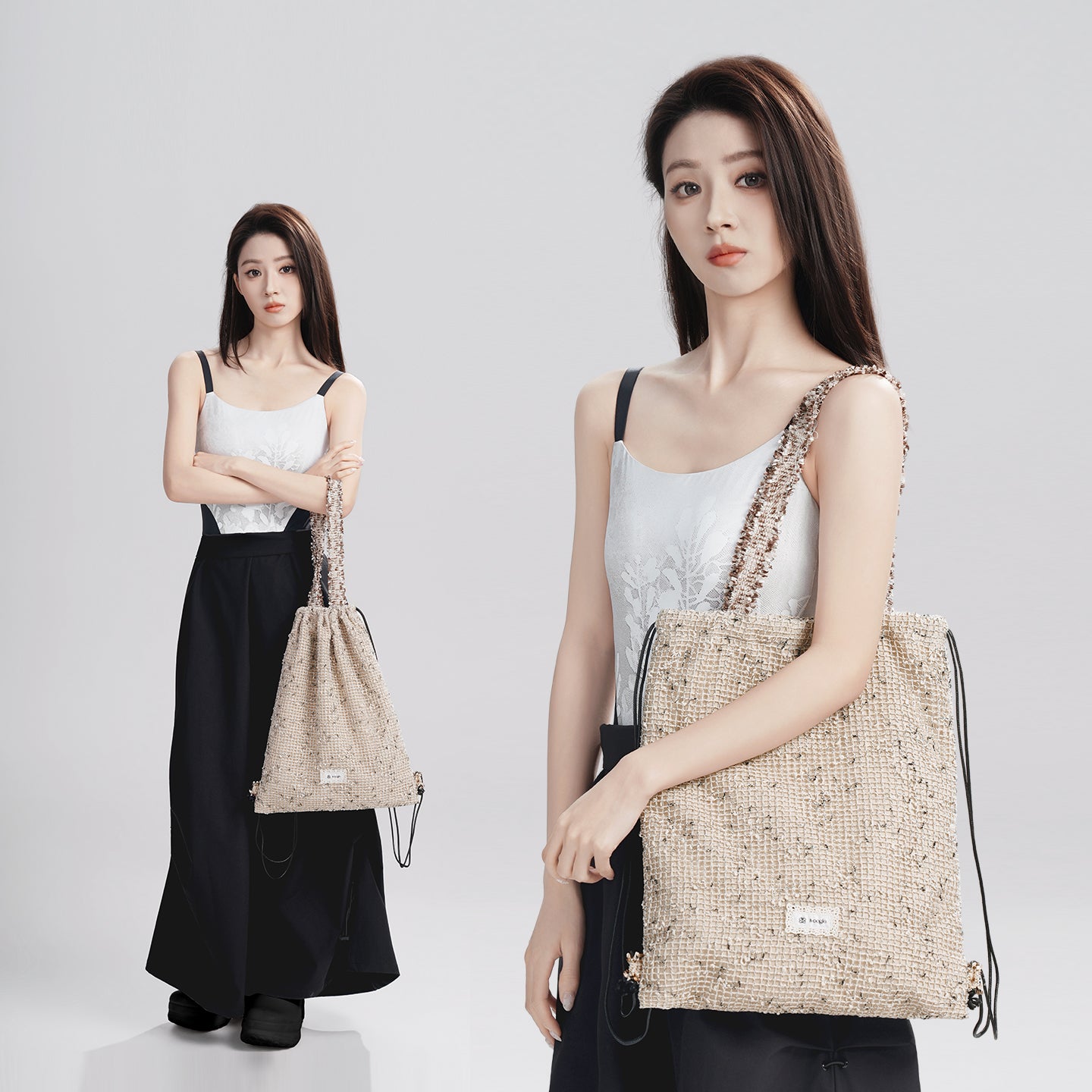 Lace Trim Mesh Panel Crossbody Dance Satchel