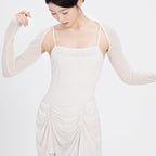 Nylon Ruched Mesh Panel Cami Leotard