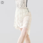 Lace Trim Cross Tie Midi Ballet Skirt