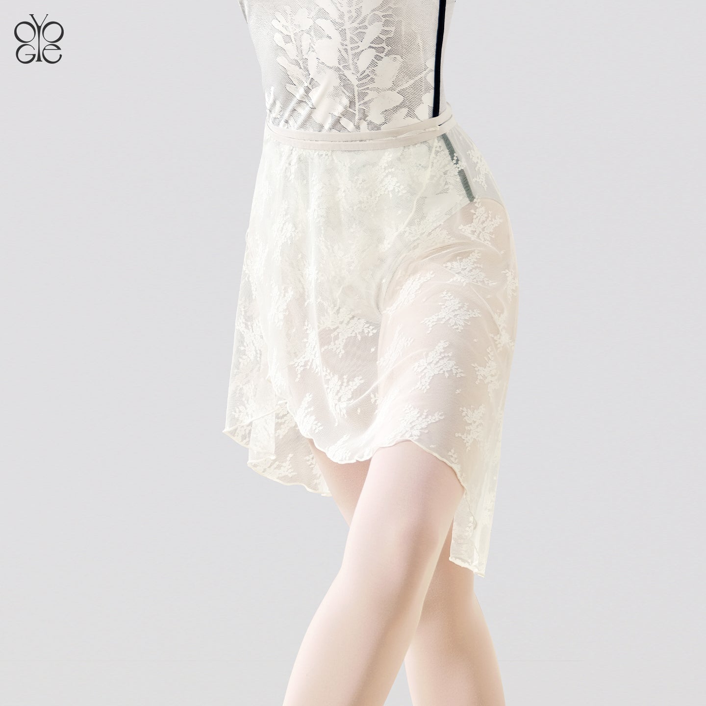 Lace Trim Cross Tie Midi Ballet Skirt