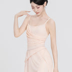 Nylon Asym Ruched Mesh Panel Cami Leotard