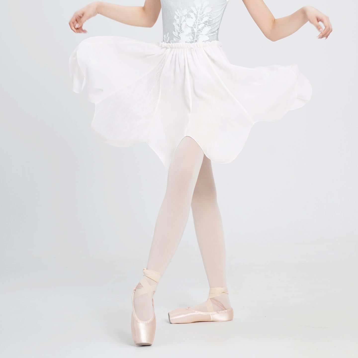 Chiffon Lace Panel Petal Ballet Skirt