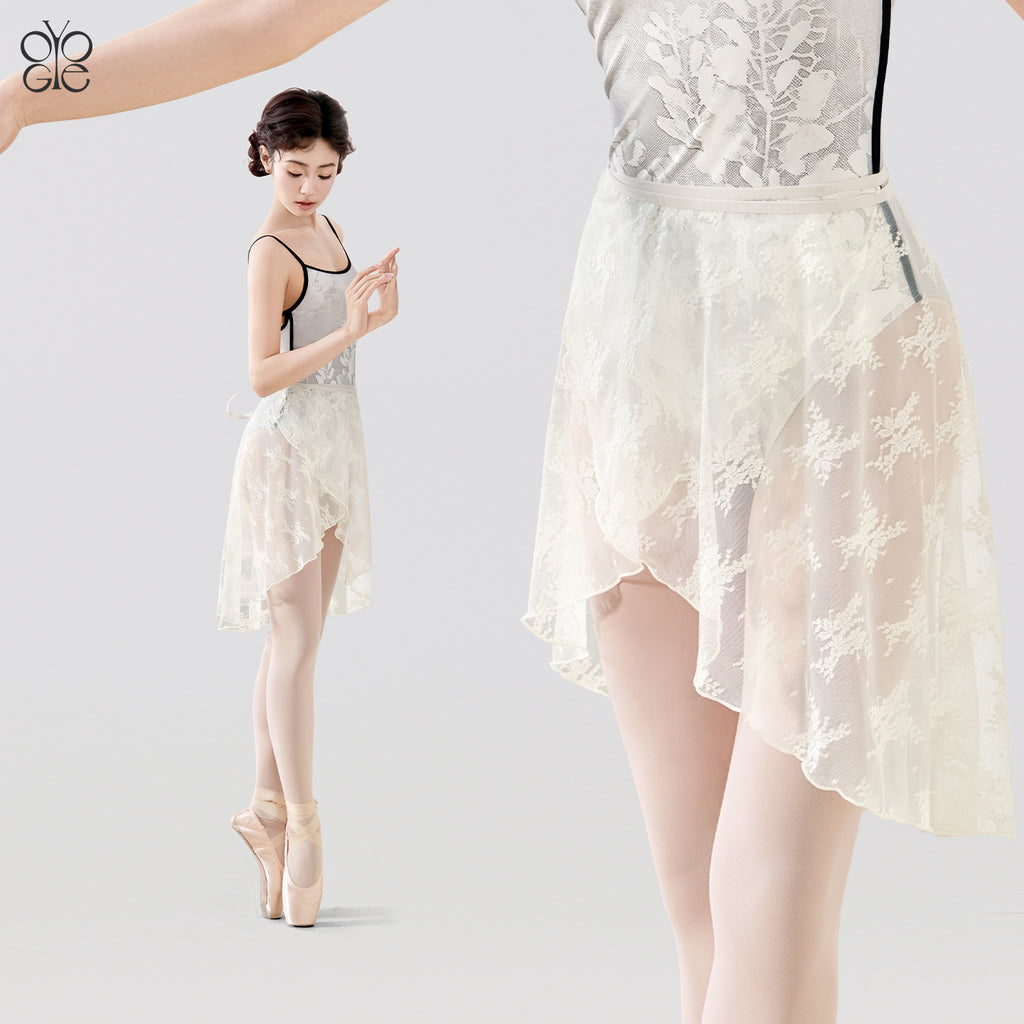 Lace Trim Cross Tie Midi Ballet Skirt