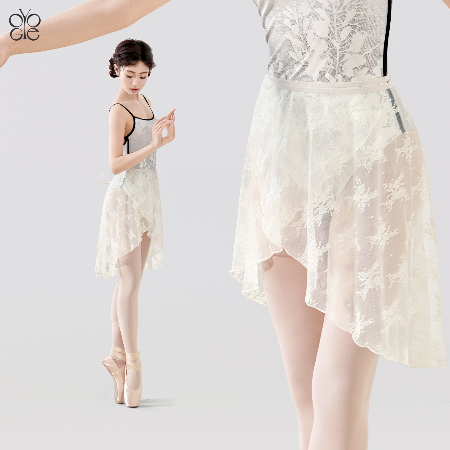 Lace Trim Cross Tie Midi Ballet Skirt