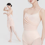 Nylon Asym Ruched Mesh Panel Cami Leotard