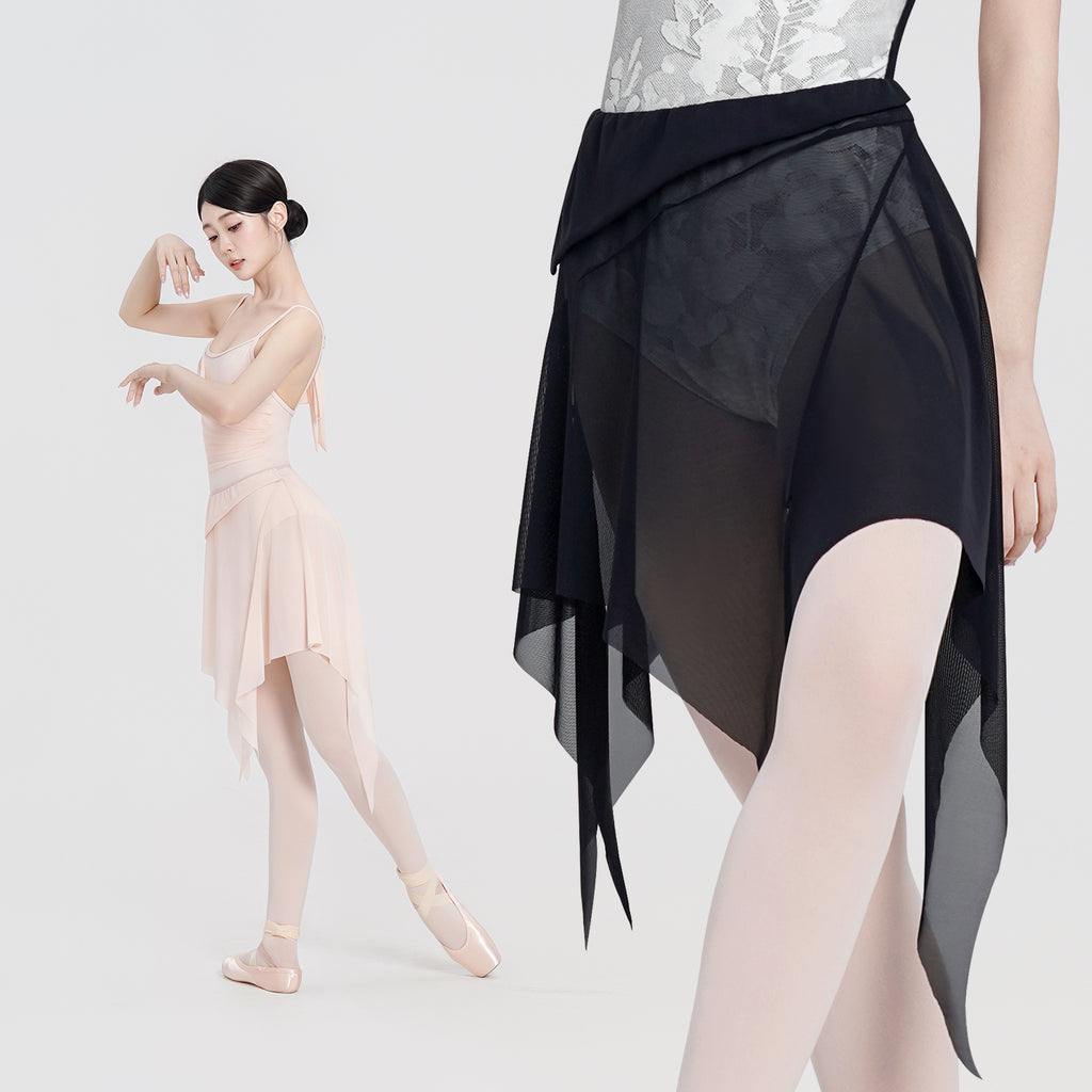 Asymmetrical Tulle Midi Skirt