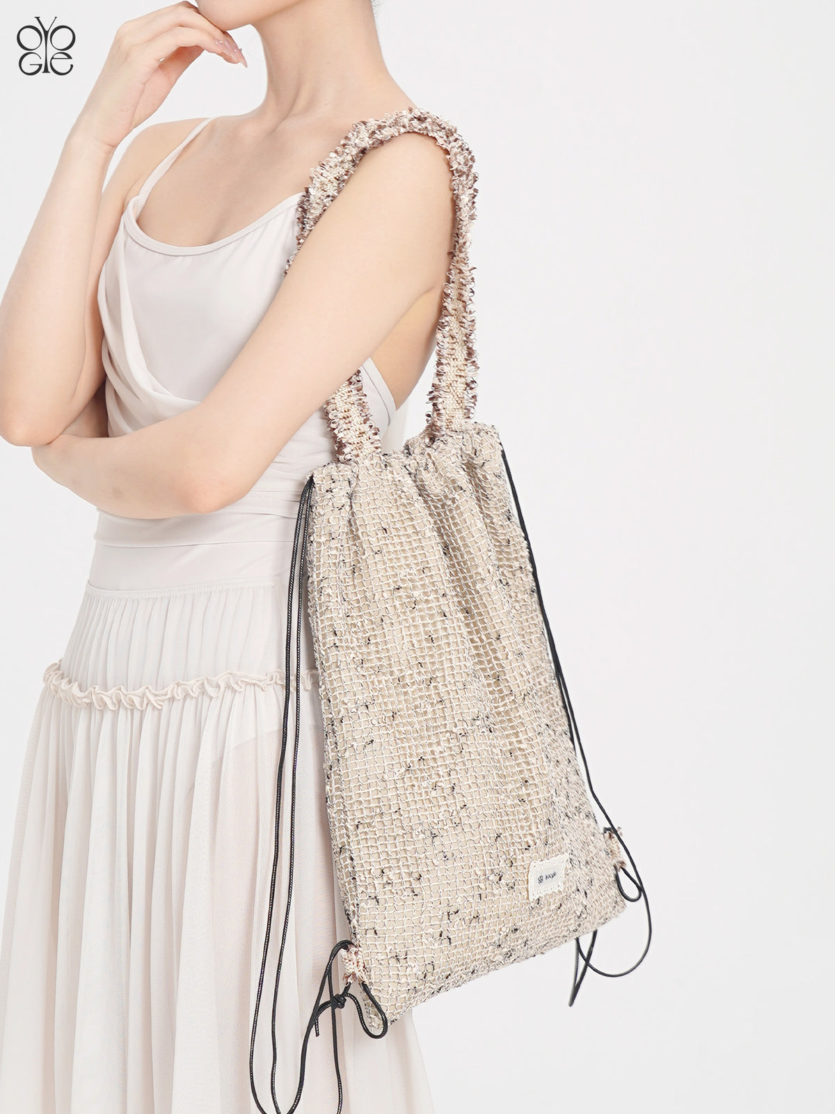 Lace Trim Mesh Panel Crossbody Dance Satchel