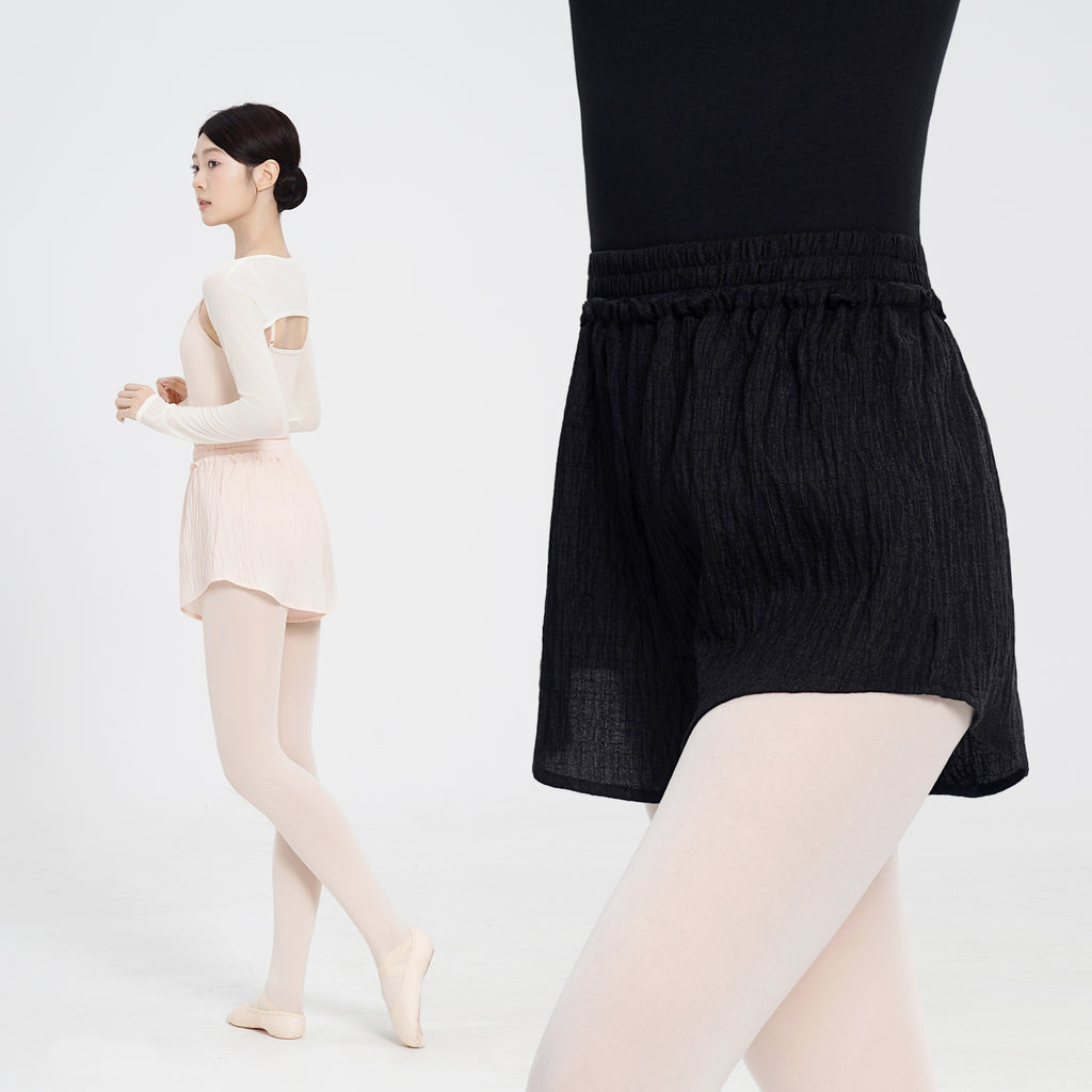 Textured Fabric Lace Trim Dance Shorts