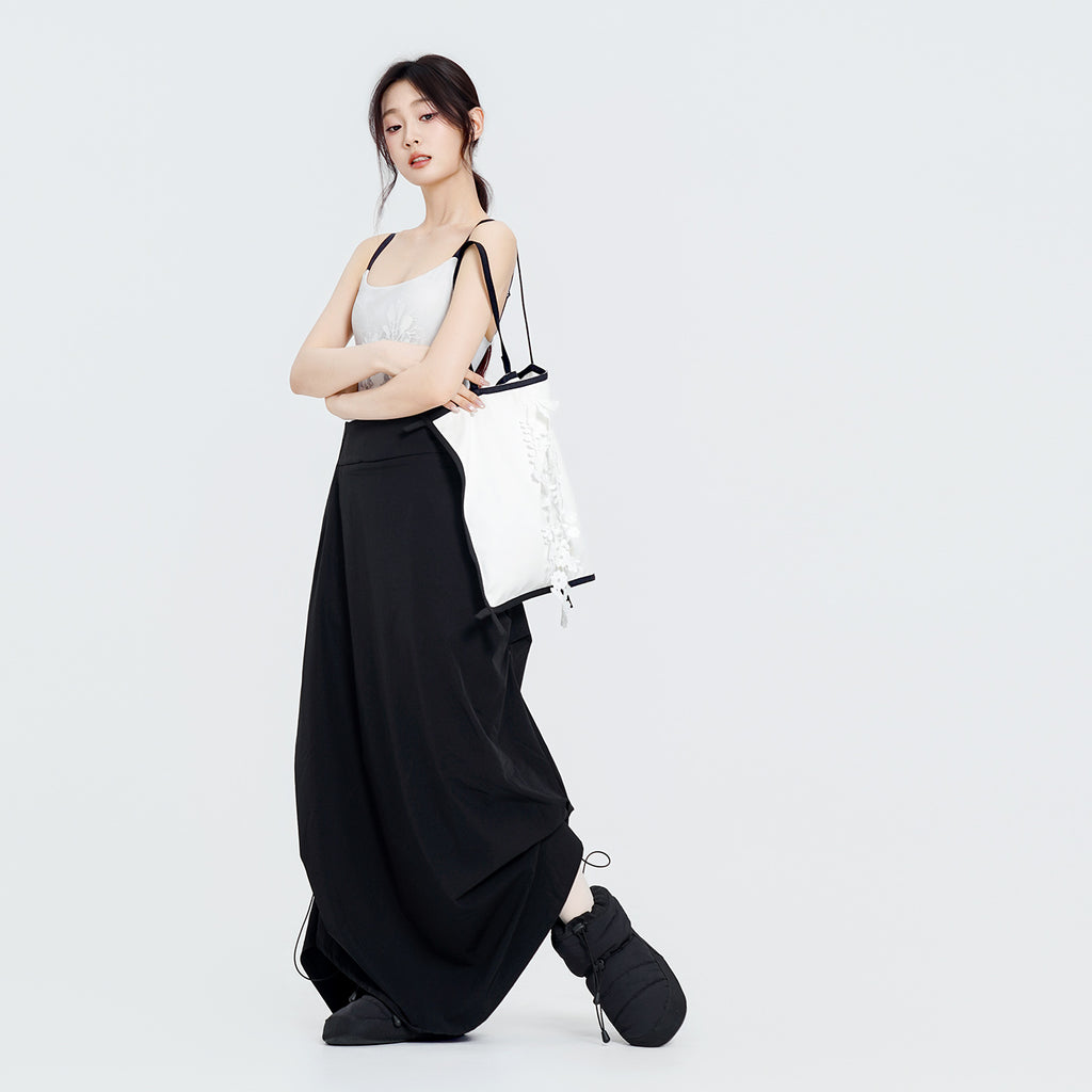 Drawstring A-Line Midi Ballet Skirt
