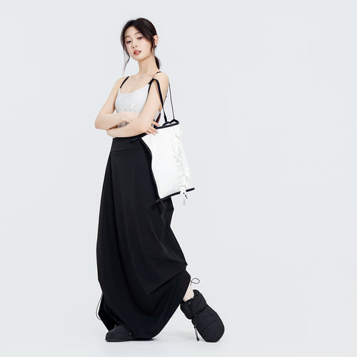 Drawstring A-Line Midi Ballet Skirt