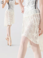 Lace Ruffle Mesh Panel Midi Ballet Skirt