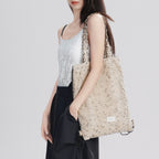 Lace Trim Mesh Panel Crossbody Dance Satchel