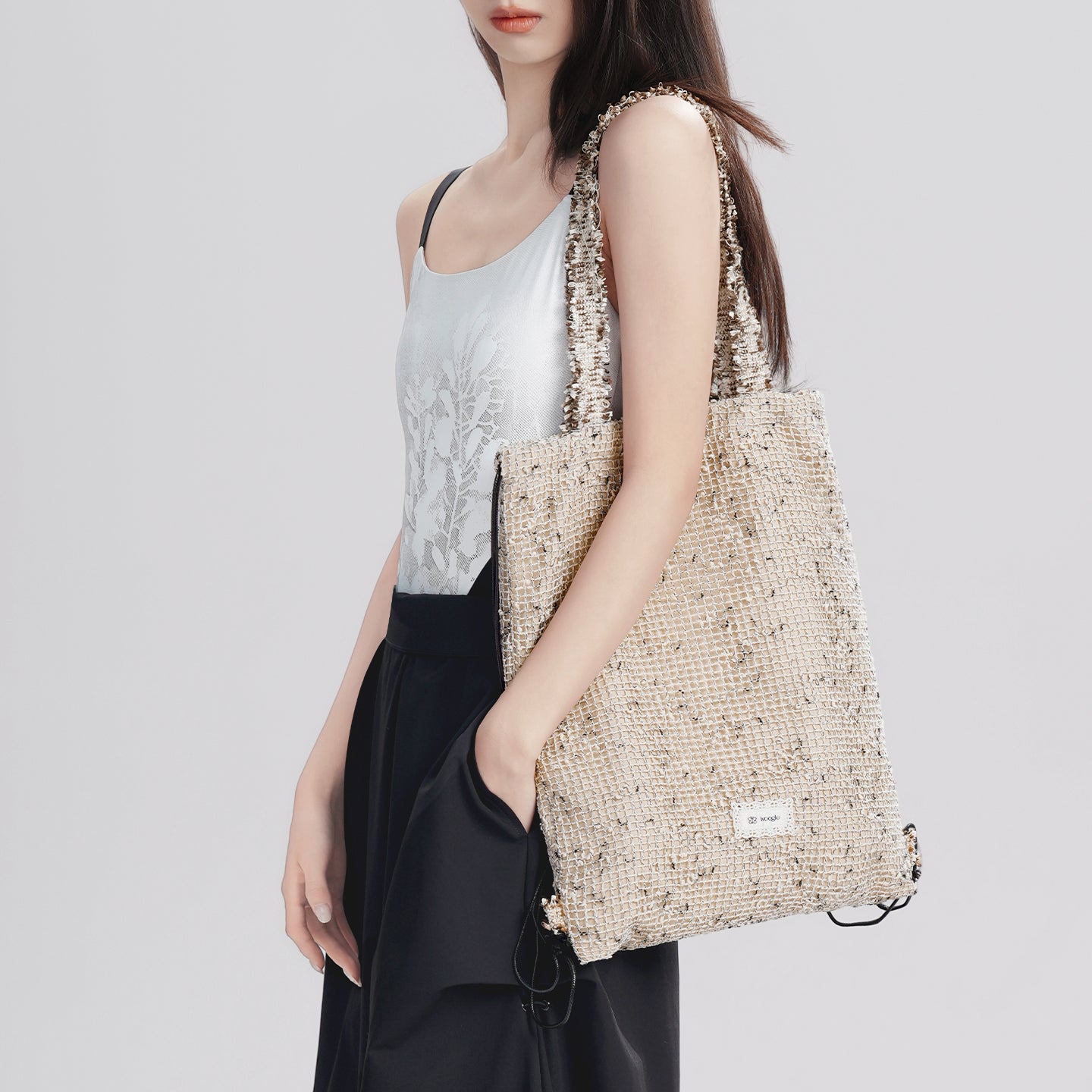 Lace Trim Mesh Panel Crossbody Dance Satchel