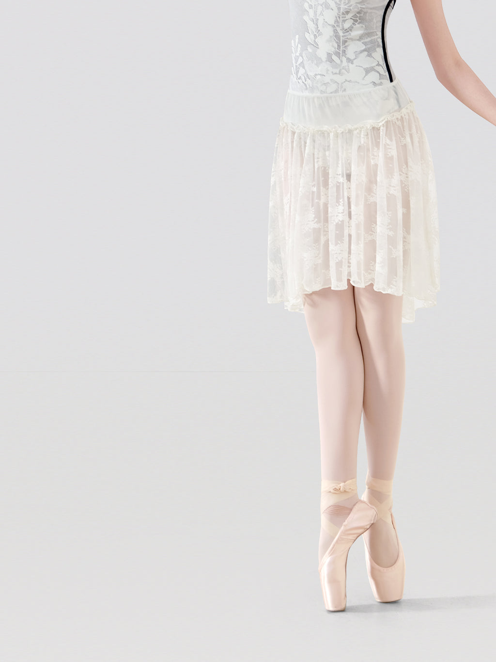 Lace Ruffle Mesh Panel Midi Ballet Skirt