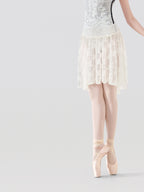 Lace Ruffle Mesh Panel Midi Ballet Skirt