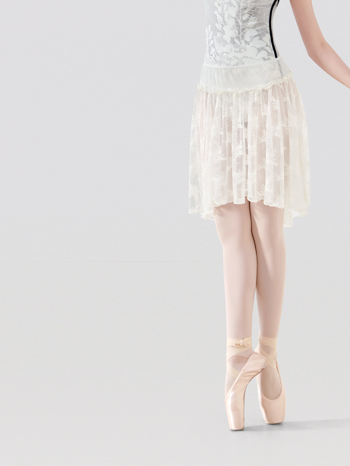 Lace Ruffle Mesh Panel Midi Ballet Skirt