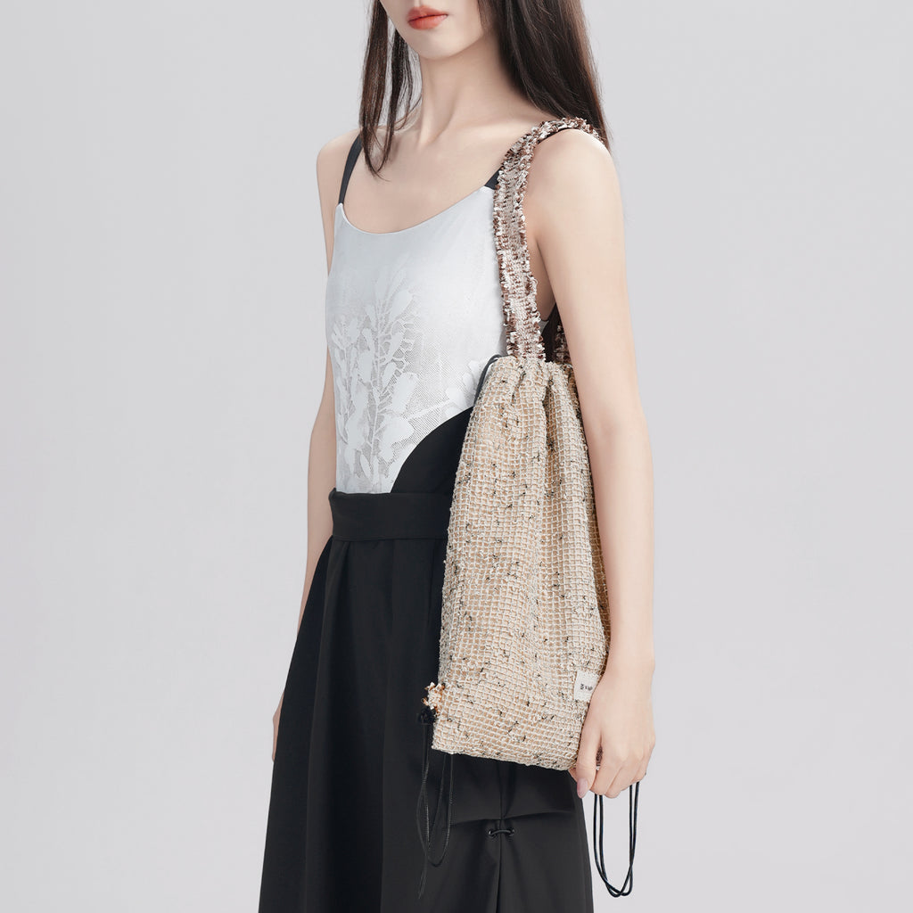 Lace Trim Mesh Panel Crossbody Dance Satchel