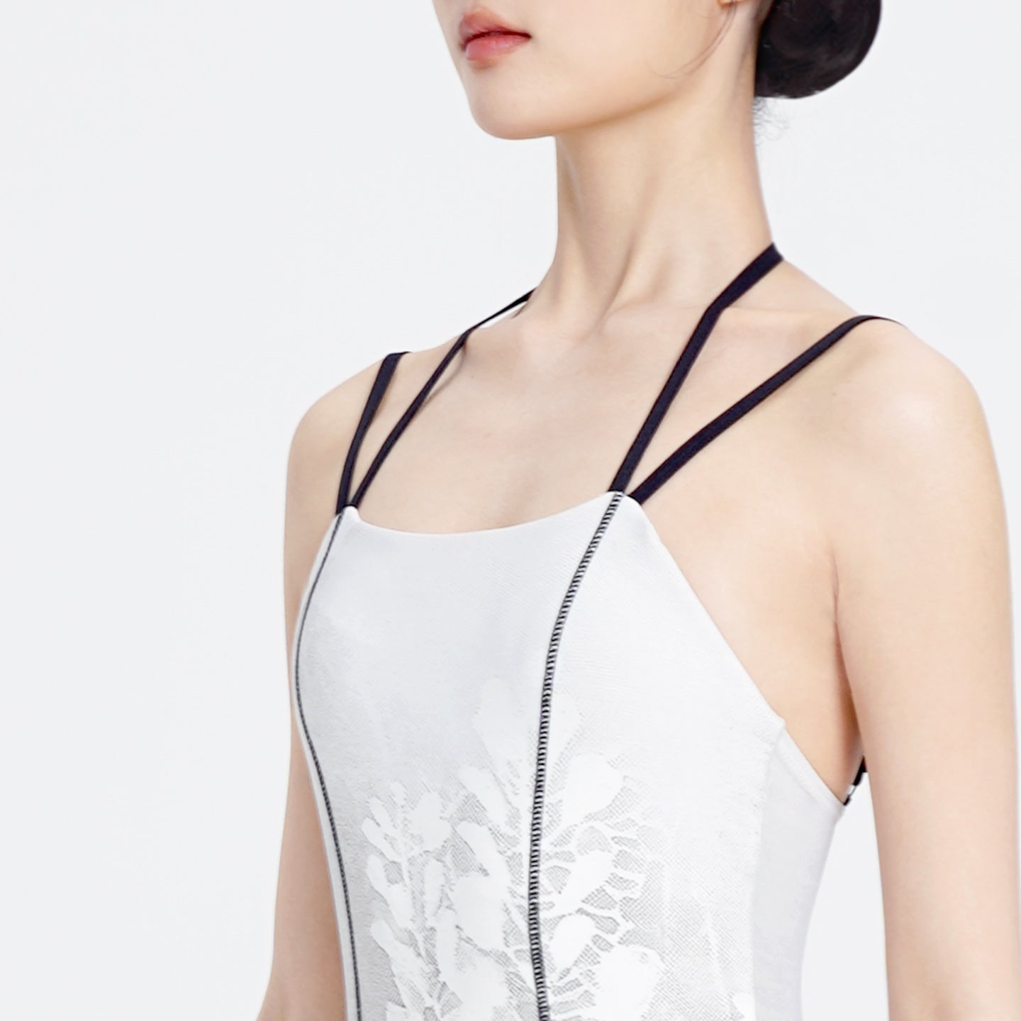 Jacaranda Print Color Block Princess Seam Cami Leotard