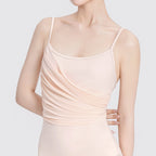 Nylon Asym Ruched Mesh Panel Cami Leotard