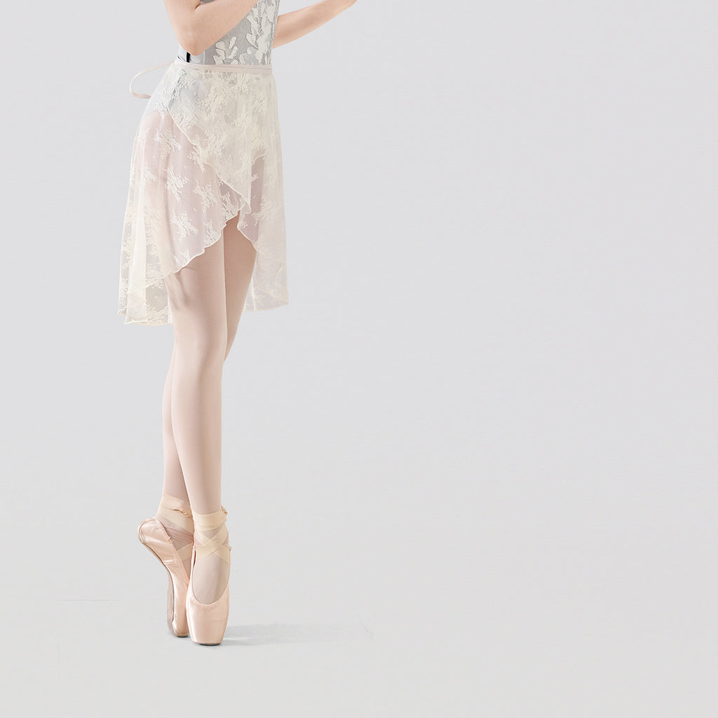 Lace Trim Cross Tie Midi Ballet Skirt