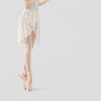 Lace Trim Cross Tie Midi Ballet Skirt