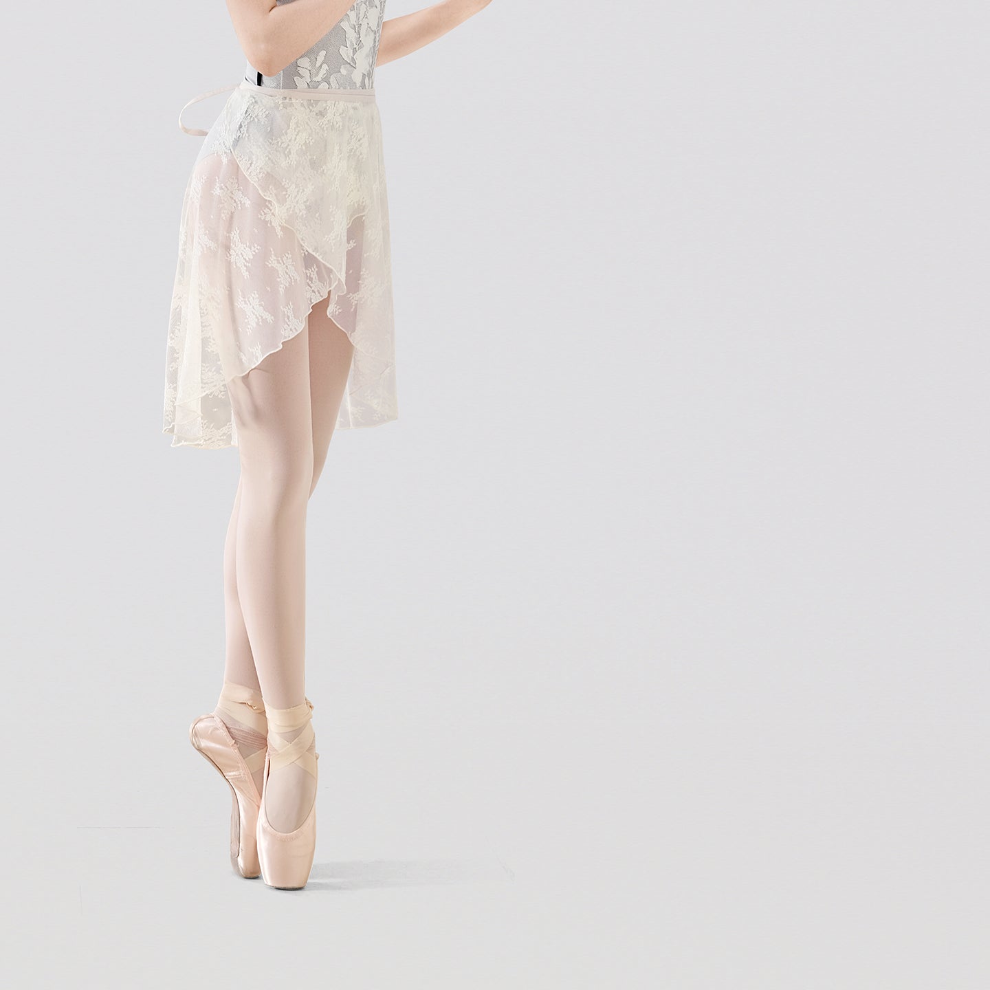 Lace Trim Cross Tie Midi Ballet Skirt