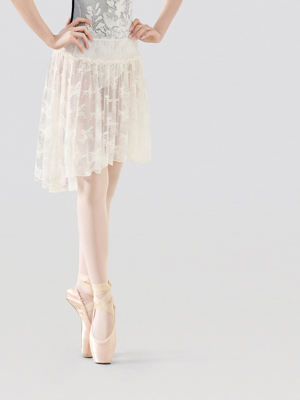 Lace Ruffle Mesh Panel Midi Ballet Skirt