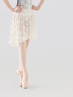Lace Ruffle Mesh Panel Midi Ballet Skirt