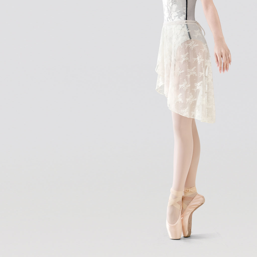 Lace Trim Cross Tie Midi Ballet Skirt