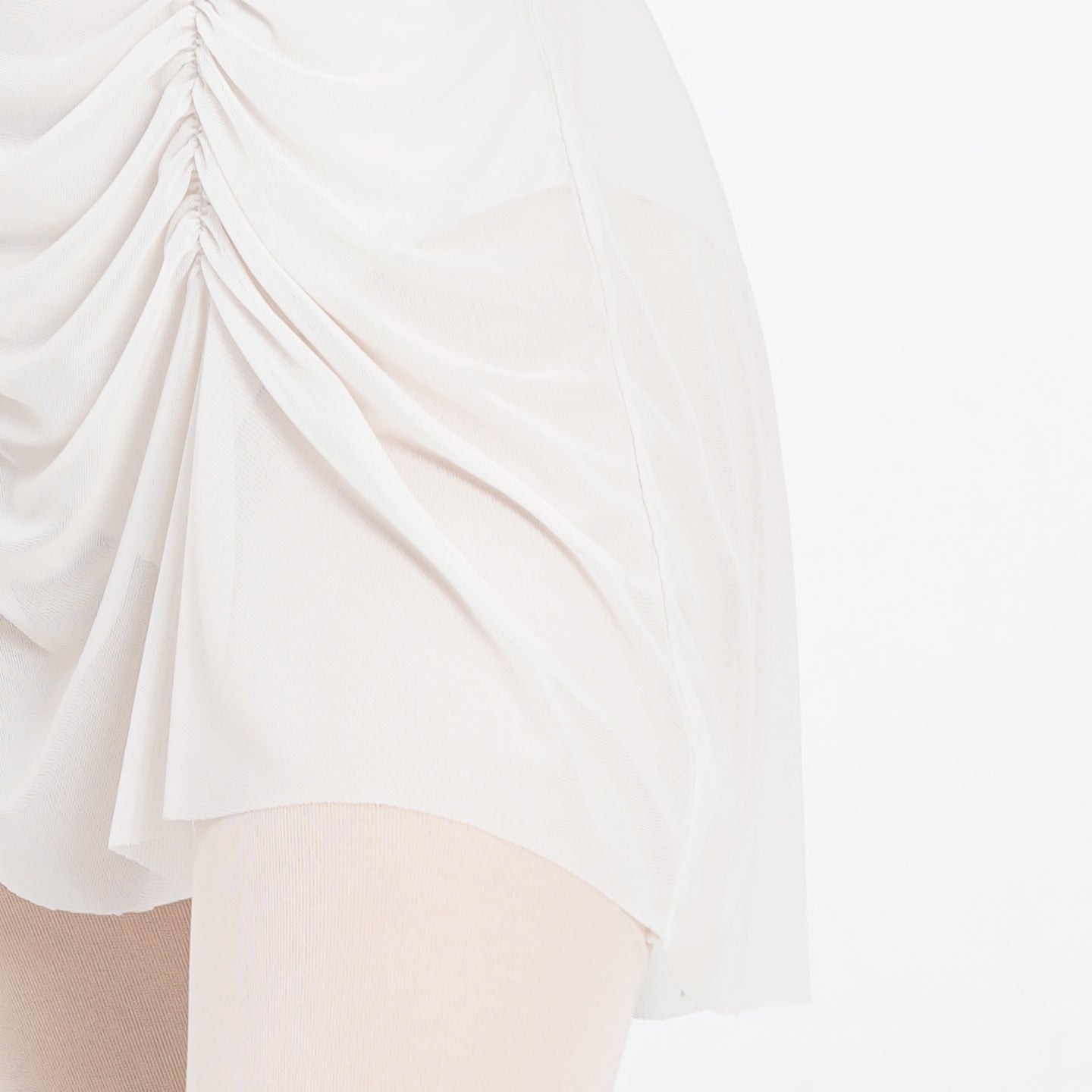 Front Ruched Mesh Ballet Skirt