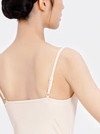 Nylon Ruched Mesh Panel Cami Leotard