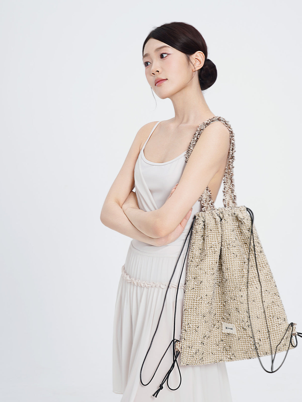 Lace Trim Mesh Panel Crossbody Dance Satchel