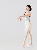 Lace Ruffle Mesh Panel Midi Ballet Skirt