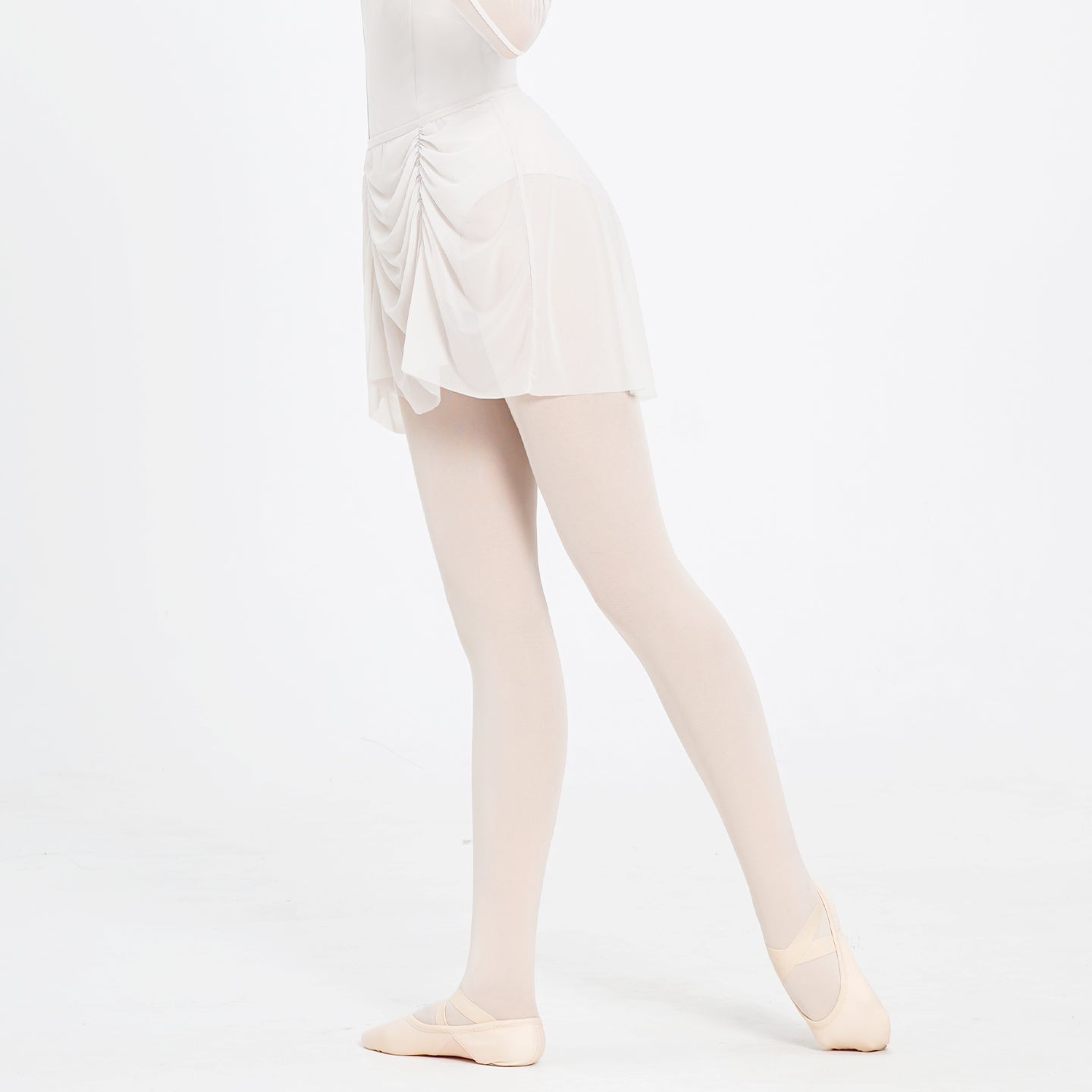Front Ruched Mesh Ballet Skirt