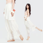 Lace Trim Hem Dance Trousers