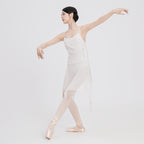 Nylon Asym Ruched Mesh Panel Cami Leotard