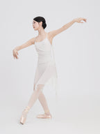 Nylon Asym Ruched Mesh Panel Cami Leotard