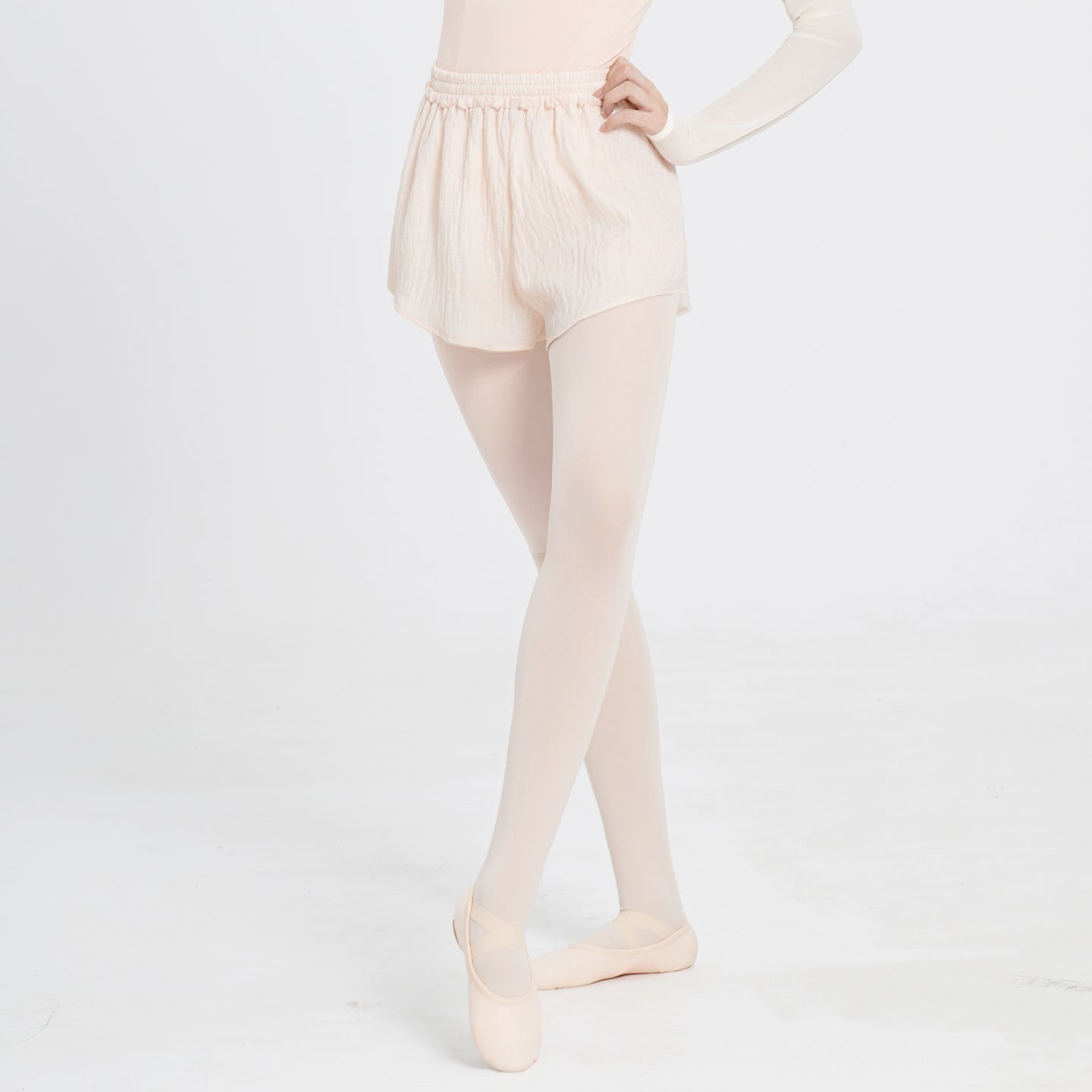 Textured Fabric Lace Trim Dance Shorts