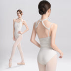 Nylon Asym Ruched Mesh Panel Cami Leotard
