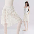 Lace Ruffle Mesh Panel Midi Ballet Skirt