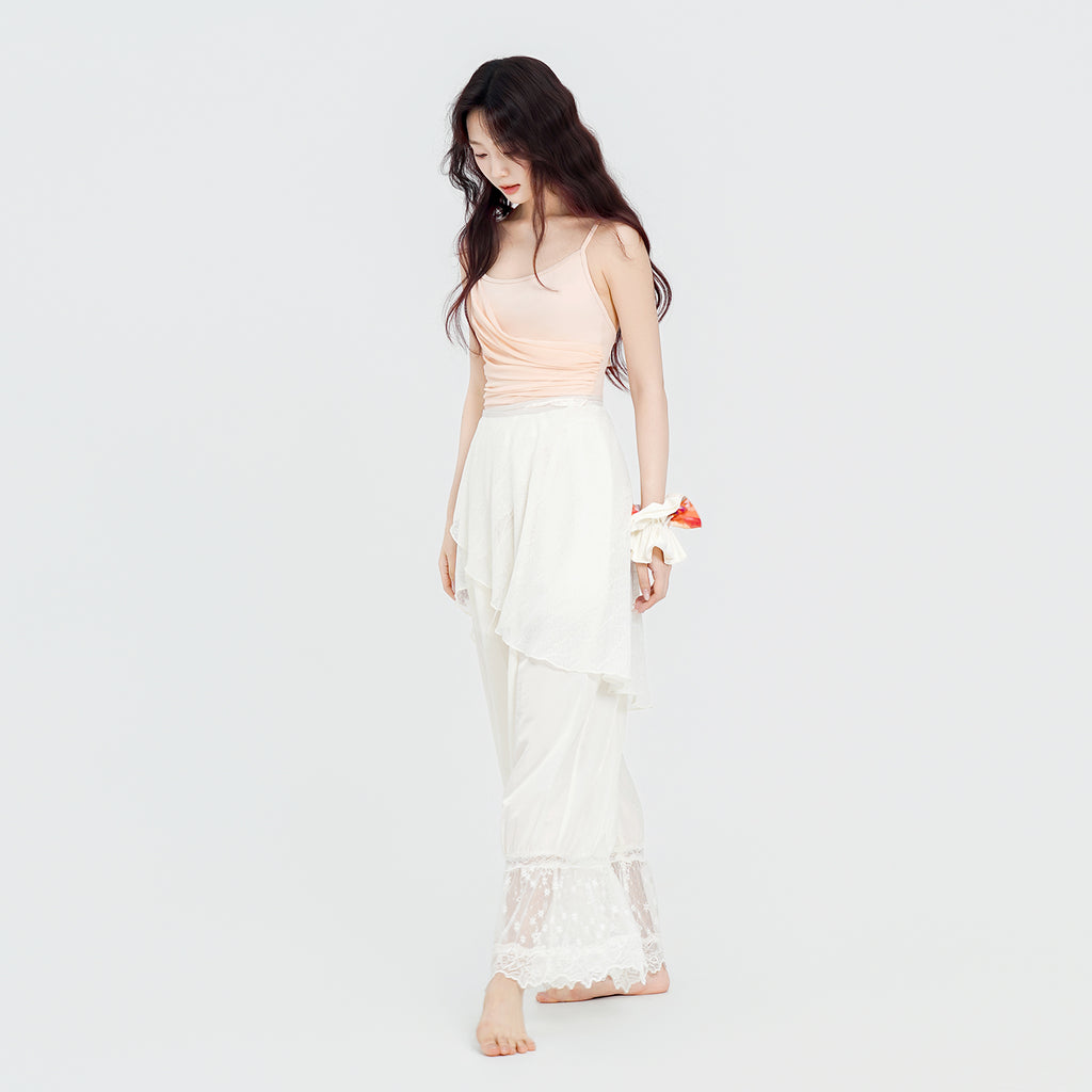 Lace Trim Hem Dance Trousers