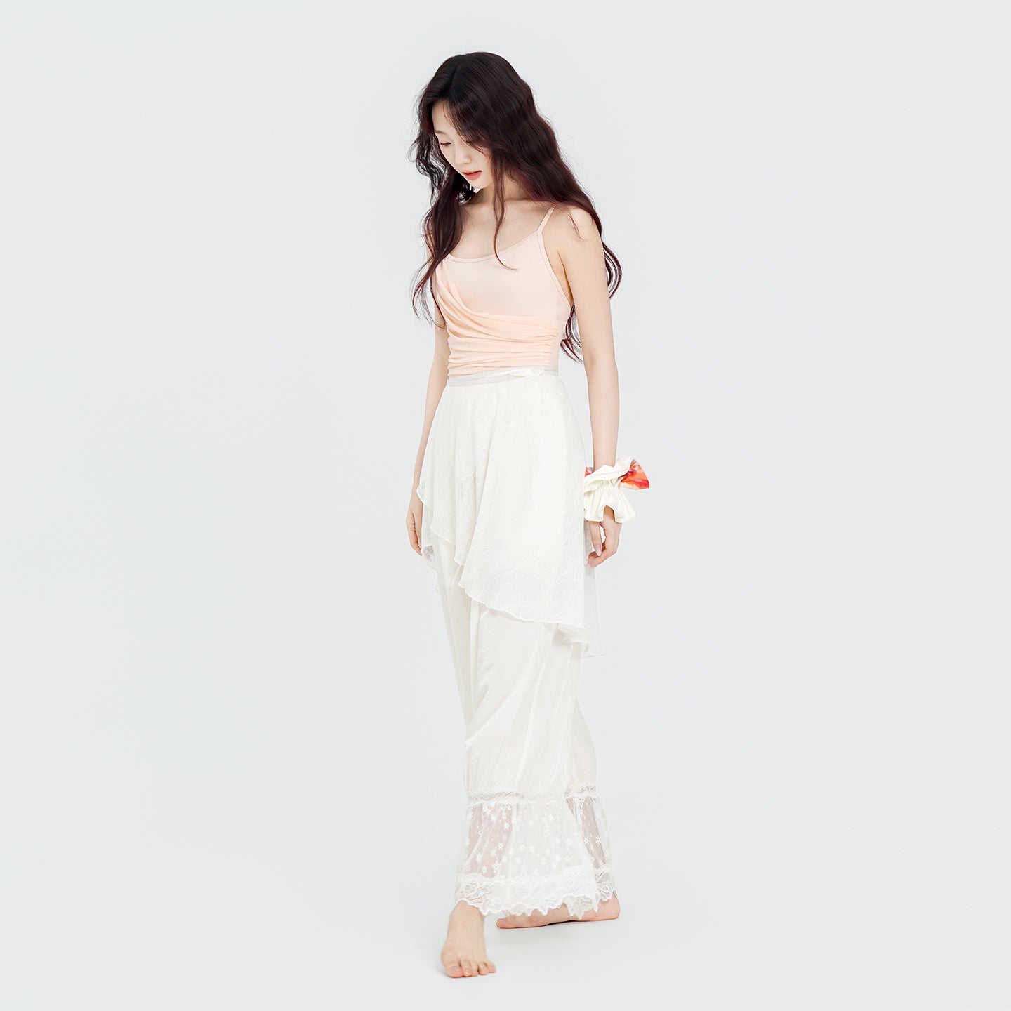 Lace Trim Hem Dance Trousers