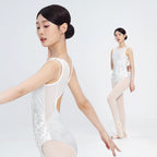 Jacaranda Print Round Neck Tank Leotard