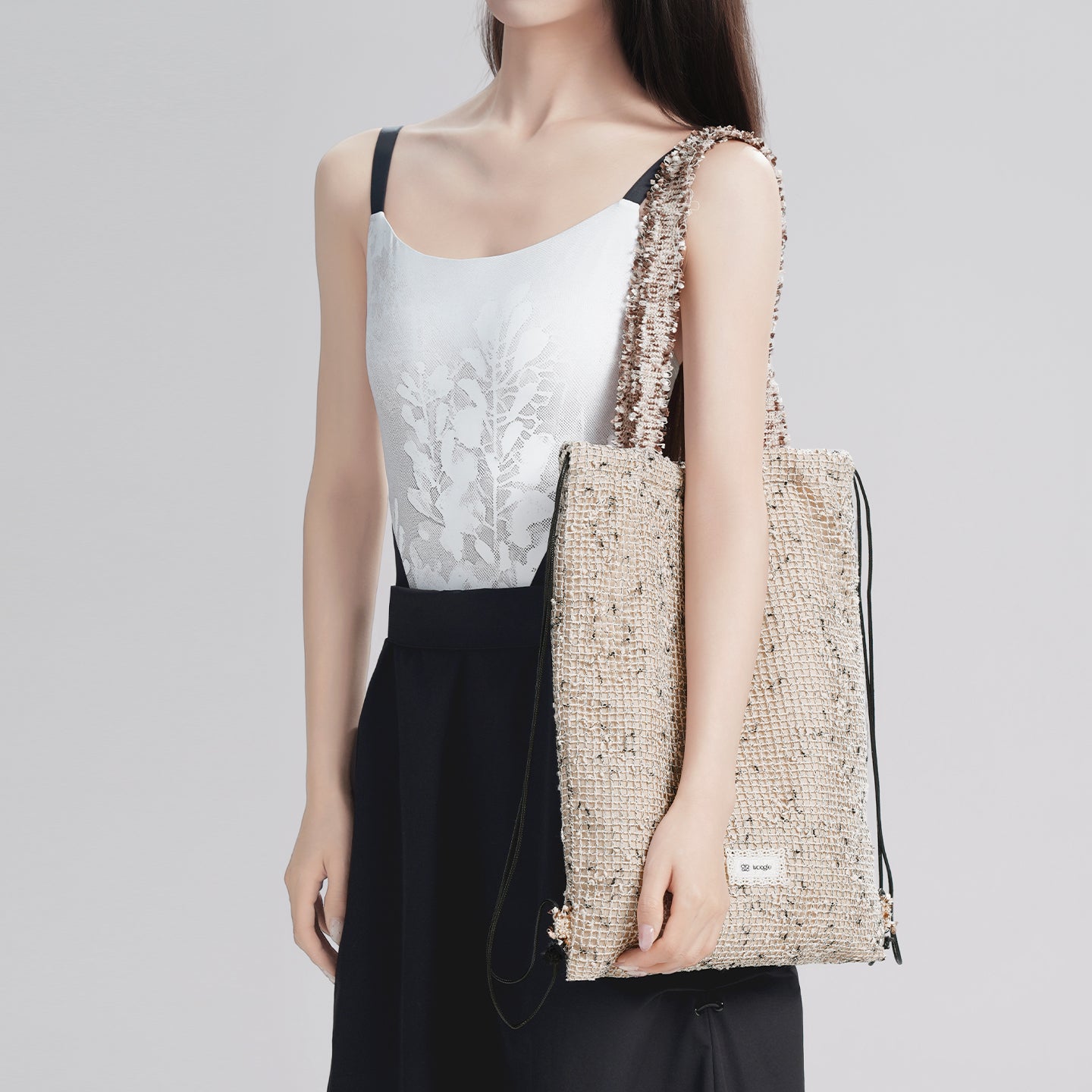 Lace Trim Mesh Panel Crossbody Dance Satchel