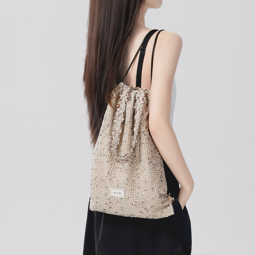Lace Trim Mesh Panel Crossbody Dance Satchel
