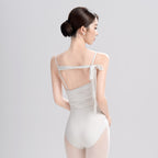 Nylon Asym Ruched Mesh Panel Cami Leotard