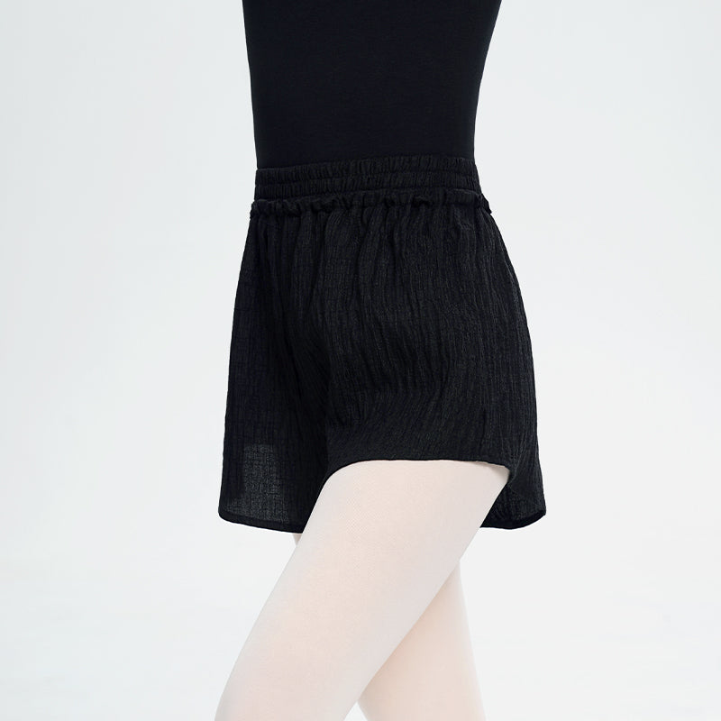 Textured Fabric Lace Trim Dance Shorts